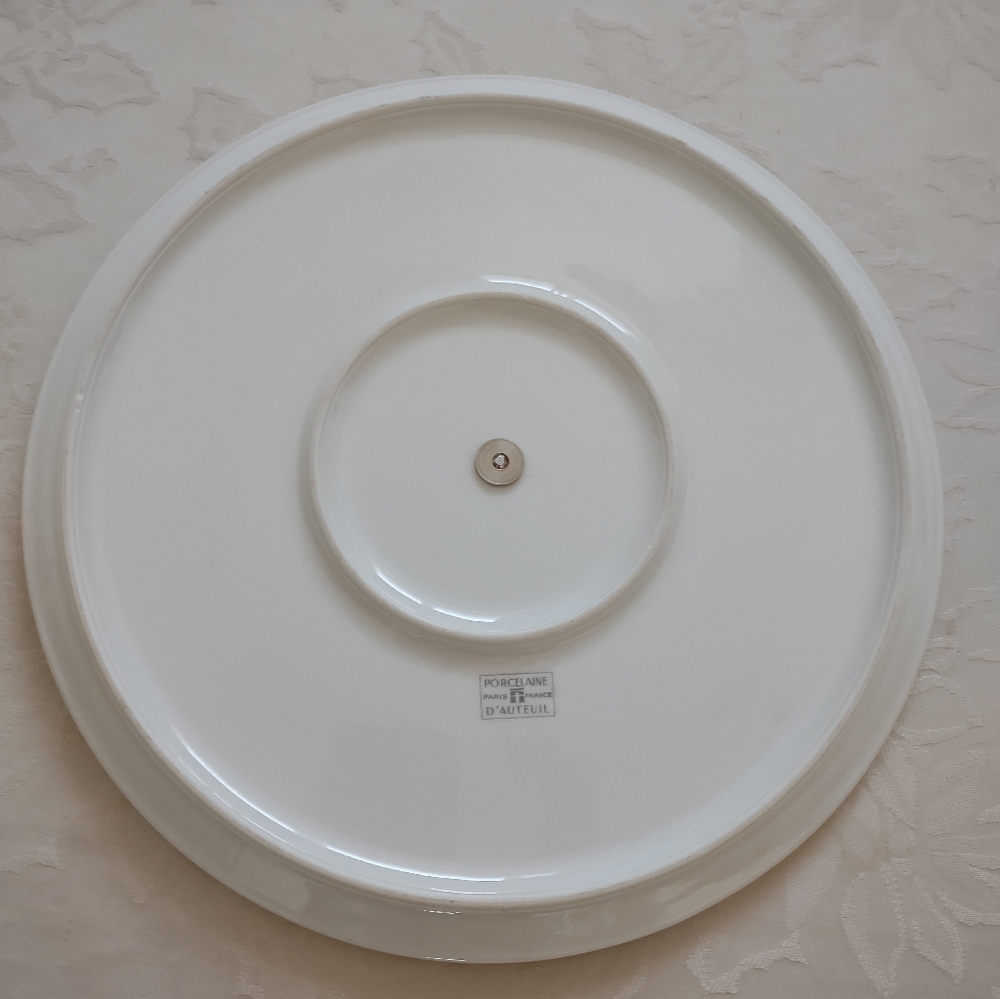 D'Auteuil Porcelaine Paris France Round Serving Plate With Handle Vintage - Picture 7 of 11
